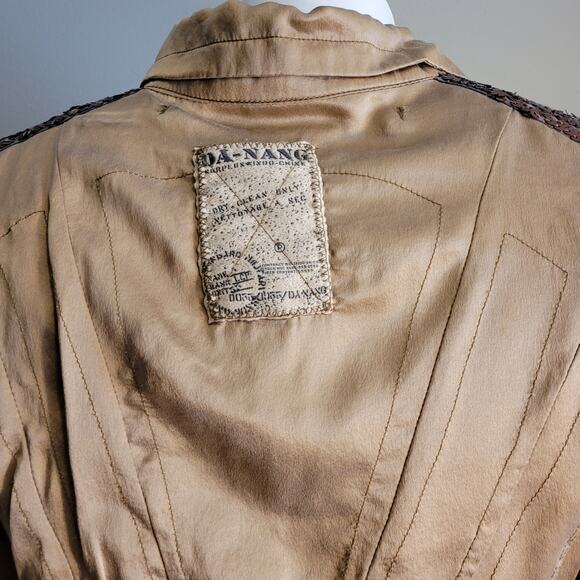 Vntg Da Nang 100% Silk Blouse Sz XS Bronze Sequin Cuff Y2K Boho Resort Wear Top - Picture 5 of 15